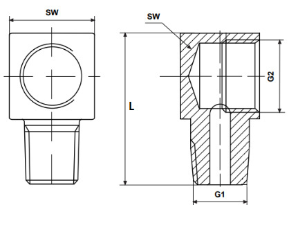 Adapter kątowy 90° GZ 1/8" x GW 1/8" Adapter kątowy 90° GZ 1/8" x GW 1/8"