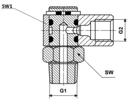 Adapter kątowy obrotowy GZ M10x1 x GW M10x1