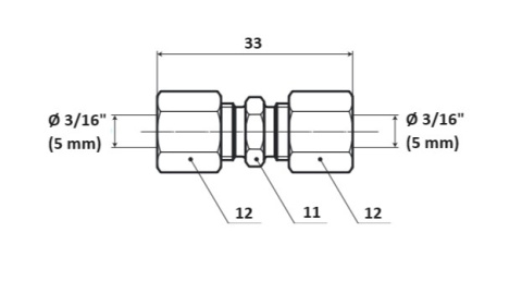 Dwuzłączka naprawcza 5mm - 5mm ( kompletne mosiężne) Dwuzłączka naprawcza 5mm - 5mm ( kompletne mosiężne)