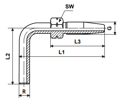Końcówka skrętna kątowa 90° R-6mm L20,7mm Końcówka skrętna kątowa 90° R-6mm L20,7mm