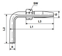 Końcówka skrętna kątowa 90° DN4 / 8,6mm R-6mm L32,7mm