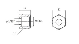 Nakrętka na korpus fi 6mm (stalowa)