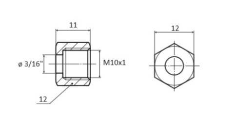 Nakrętka na korpus fi 5mm (mosiężna)