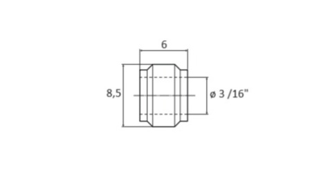 Pierścień zacinający na rurę fi 5mm (mosiężny)
