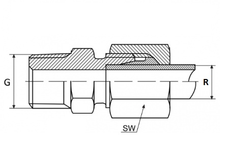 Złączka prosta R1/8" NPT - 6mm (korpus/pierścień/nakrętka)